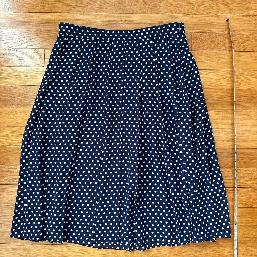 NWT Michael Kors Navy Polka Dot Pleated Skirt - Picture 9 of 9